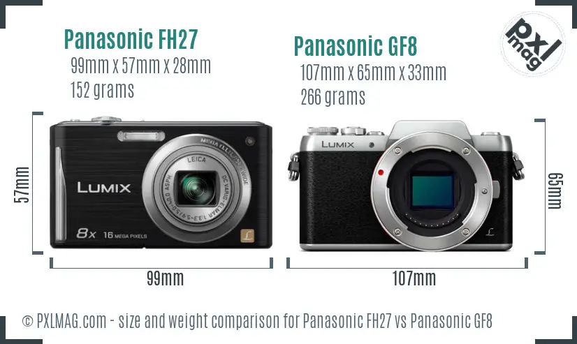 Panasonic FH27 vs Panasonic GF8 size comparison Panasonic FH27 vs Panasonic GF8 size comparison