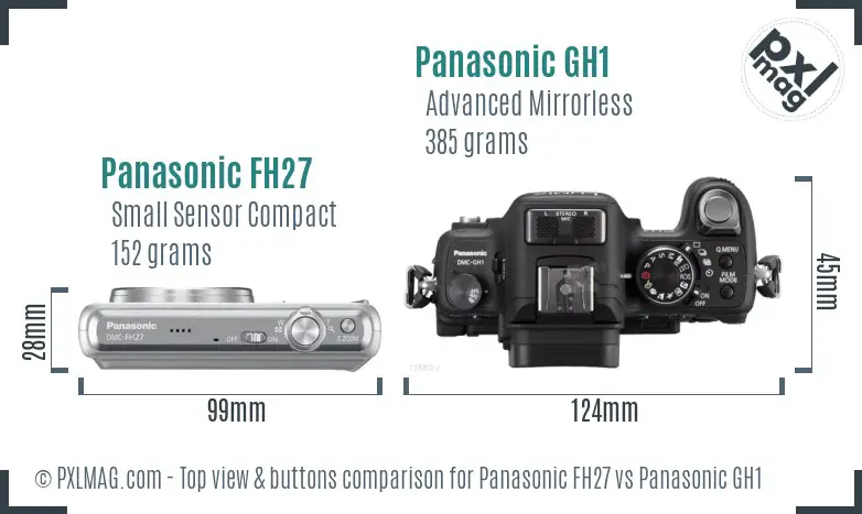 Panasonic FH27 vs Panasonic GH1 top view buttons comparison