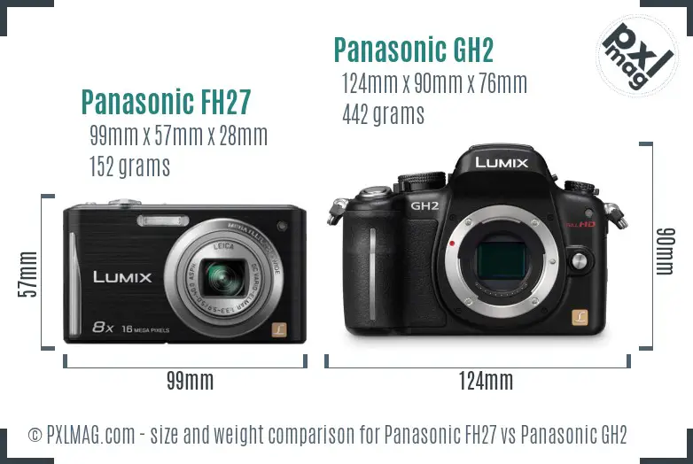 Panasonic FH27 vs Panasonic GH2 size comparison