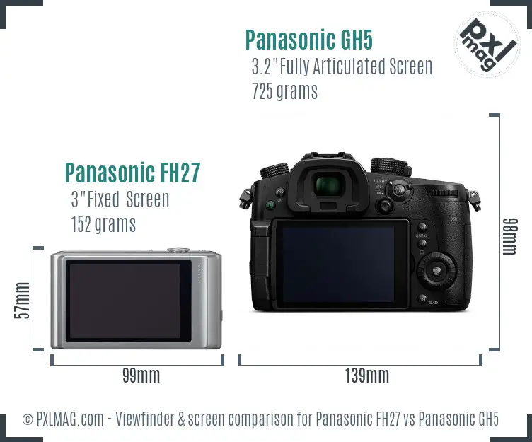 Panasonic FH27 vs Panasonic GH5 Screen and Viewfinder comparison Panasonic FH27 vs Panasonic GH5 Screen and Viewfinder comparison