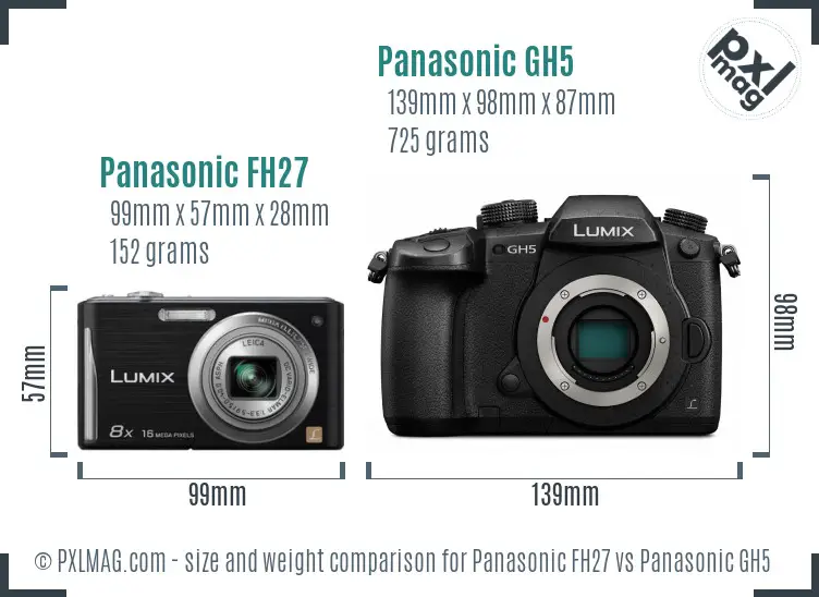 Panasonic FH27 vs Panasonic GH5 size comparison Panasonic FH27 vs Panasonic GH5 size comparison