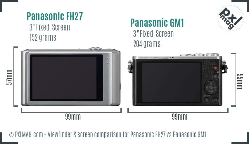 Panasonic FH27 vs Panasonic GM1 Screen and Viewfinder comparison