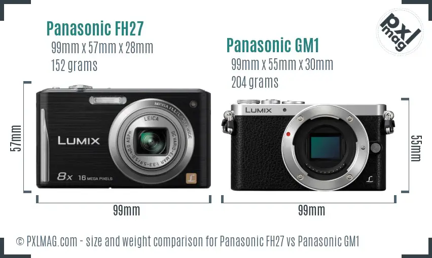 Panasonic FH27 vs Panasonic GM1 size comparison