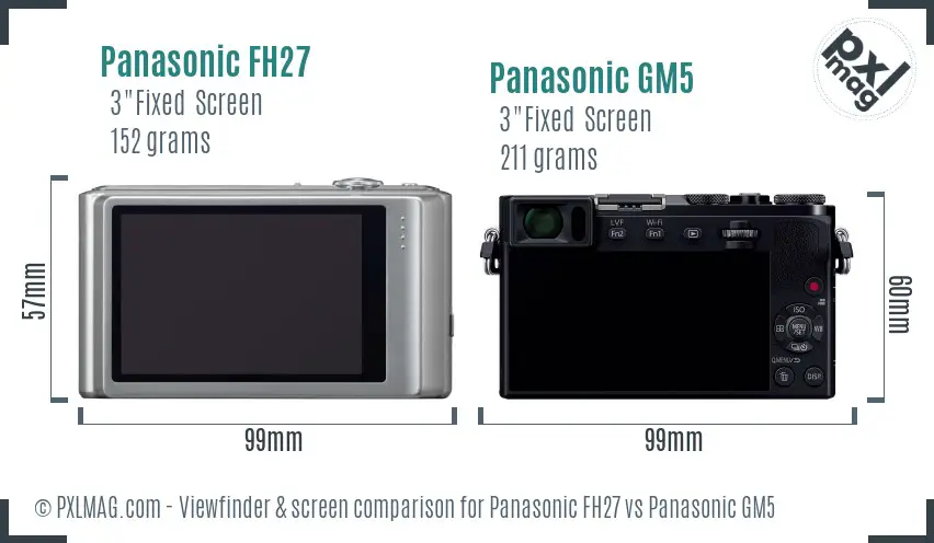 Panasonic FH27 vs Panasonic GM5 Screen and Viewfinder comparison