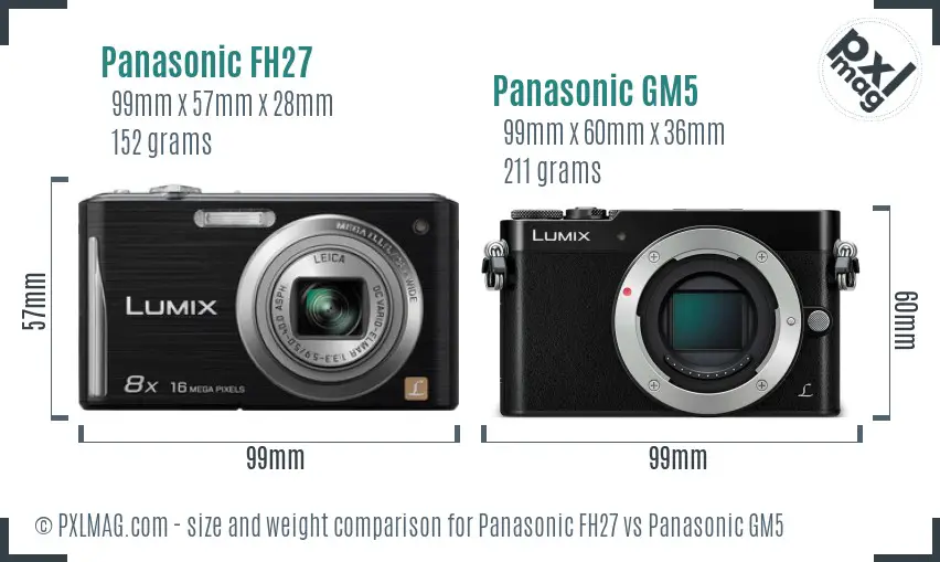 Panasonic FH27 vs Panasonic GM5 size comparison