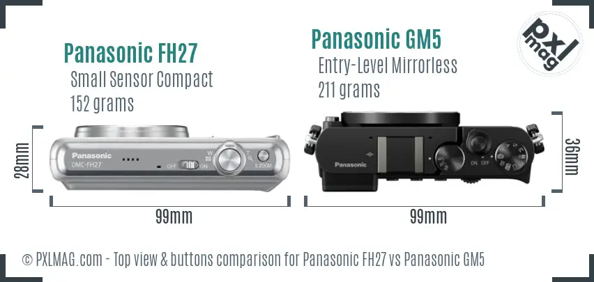 Panasonic FH27 vs Panasonic GM5 top view buttons comparison