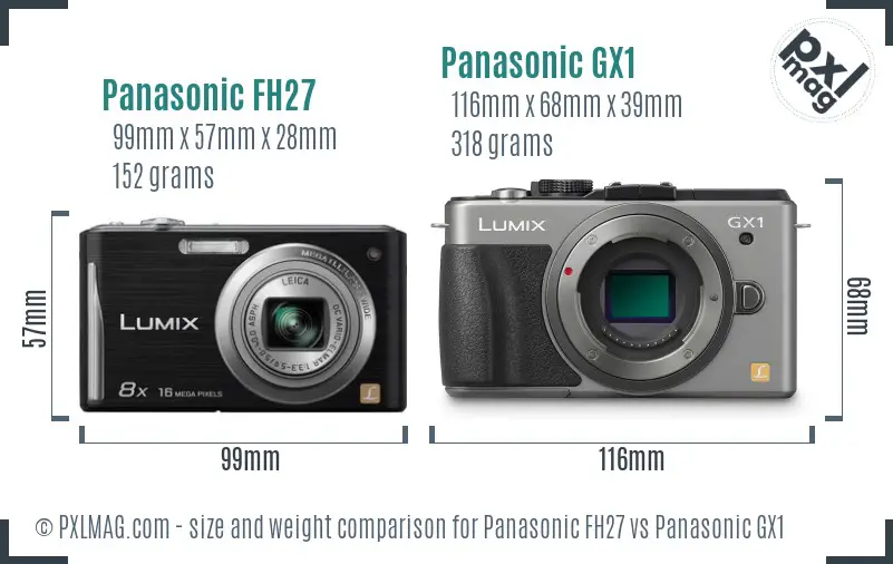 Panasonic FH27 vs Panasonic GX1 size comparison