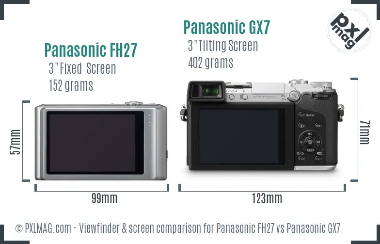 Panasonic FH27 vs Panasonic GX7 Screen and Viewfinder comparison