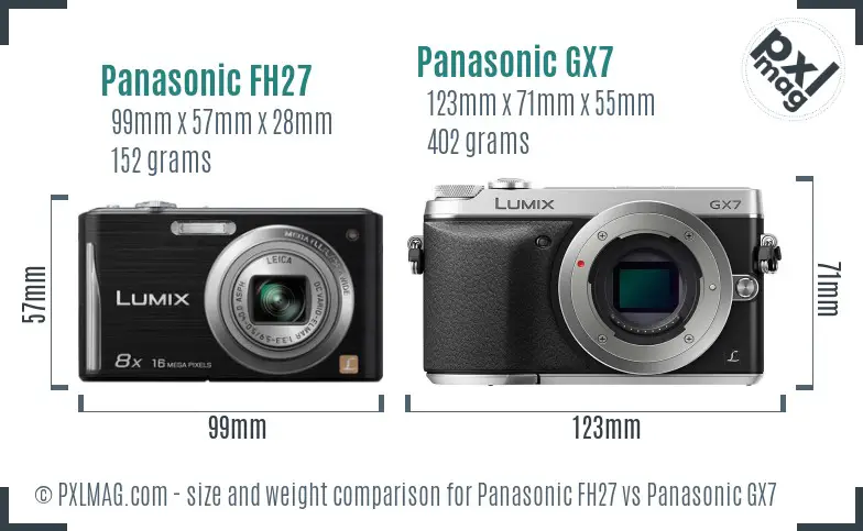 Panasonic FH27 vs Panasonic GX7 size comparison