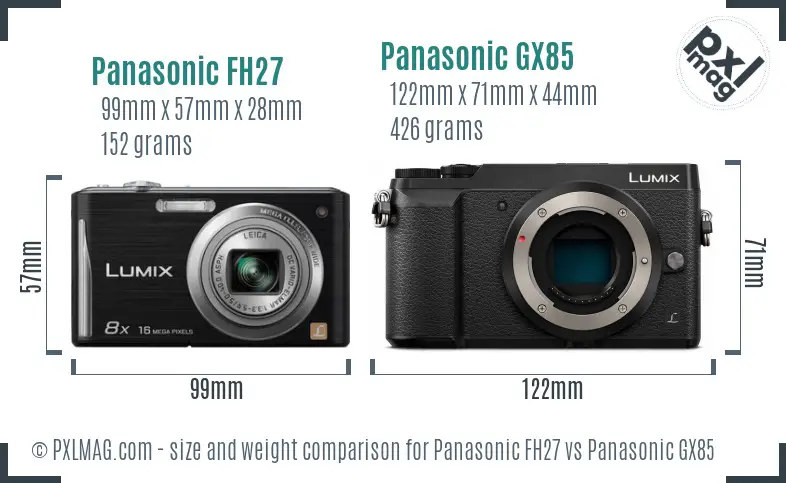 Panasonic FH27 vs Panasonic GX85 size comparison Panasonic FH27 vs Panasonic GX85 size comparison