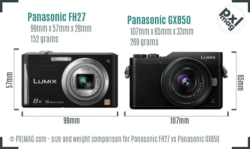 Panasonic FH27 vs Panasonic GX850 size comparison