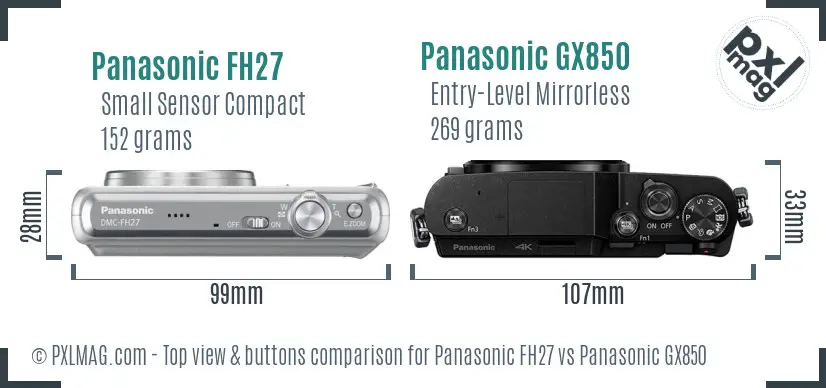 Panasonic FH27 vs Panasonic GX850 top view buttons comparison