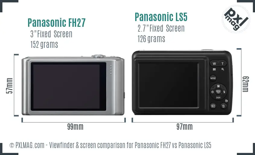 Panasonic FH27 vs Panasonic LS5 Screen and Viewfinder comparison