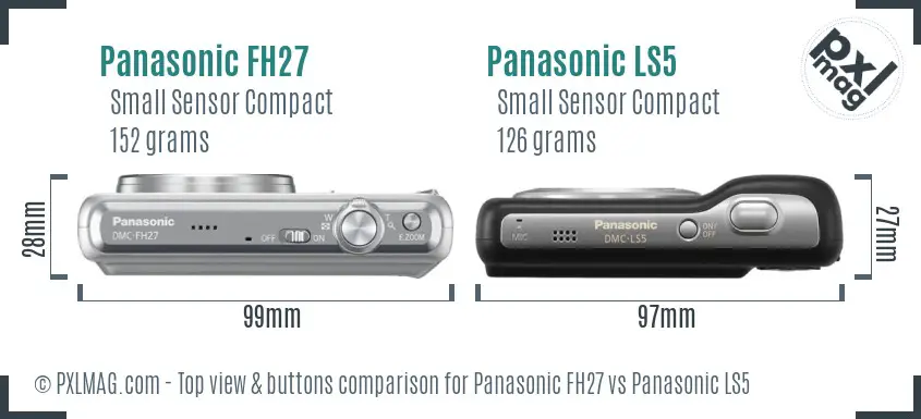 Panasonic FH27 vs Panasonic LS5 top view buttons comparison