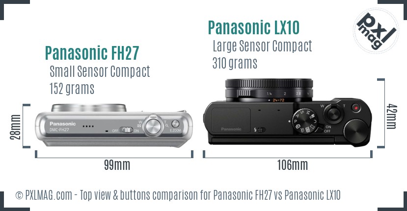 Panasonic FH27 vs Panasonic LX10 top view buttons comparison