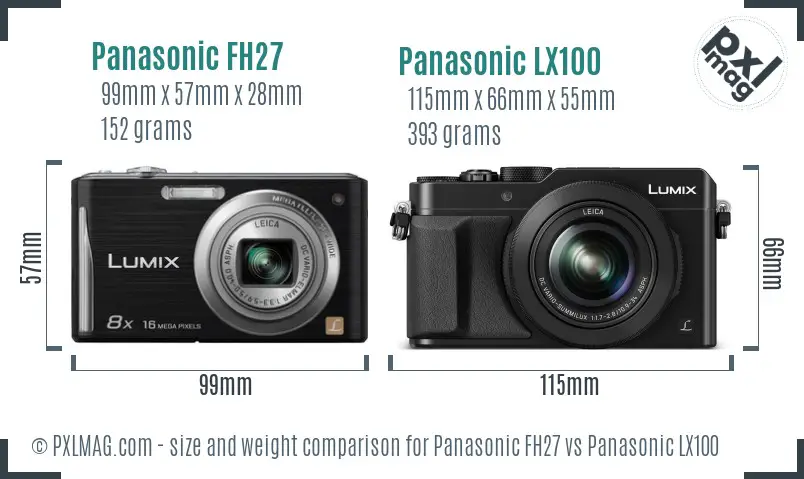 Panasonic FH27 vs Panasonic LX100 size comparison