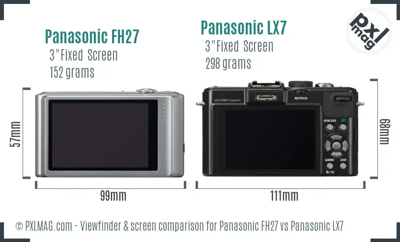 Panasonic FH27 vs Panasonic LX7 Screen and Viewfinder comparison