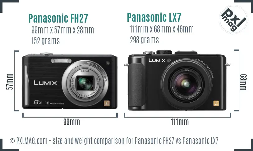 Panasonic FH27 vs Panasonic LX7 size comparison