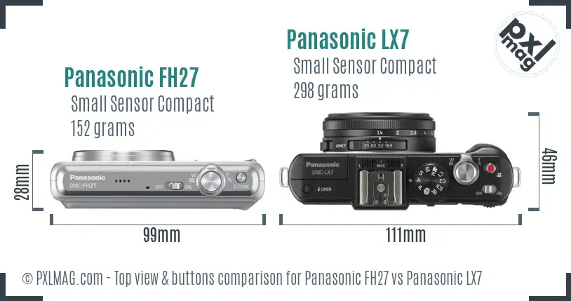 Panasonic FH27 vs Panasonic LX7 top view buttons comparison