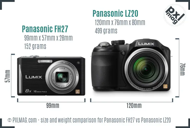 Panasonic FH27 vs Panasonic LZ20 size comparison