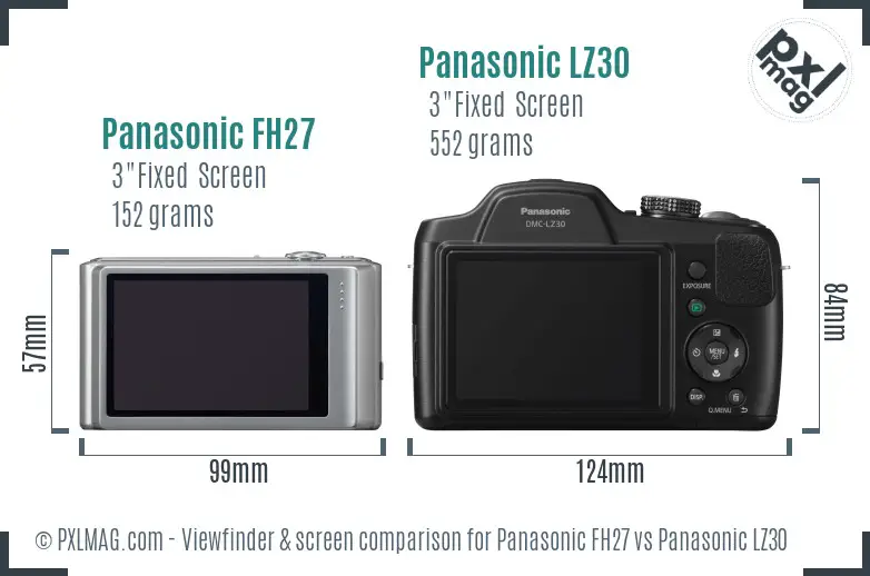 Panasonic FH27 vs Panasonic LZ30 Screen and Viewfinder comparison