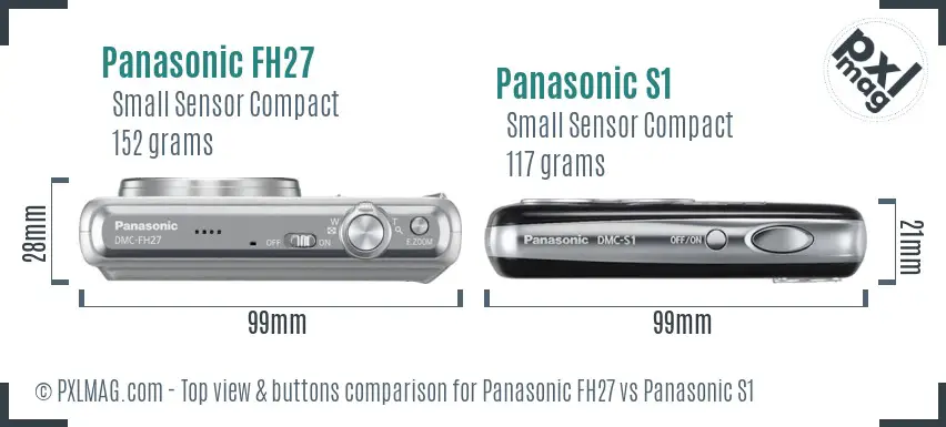 Panasonic FH27 vs Panasonic S1 top view buttons comparison