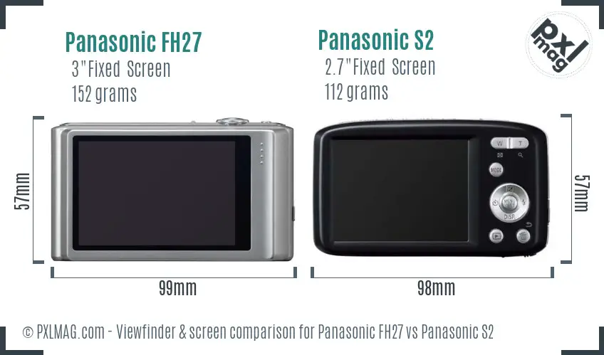 Panasonic FH27 vs Panasonic S2 Screen and Viewfinder comparison
