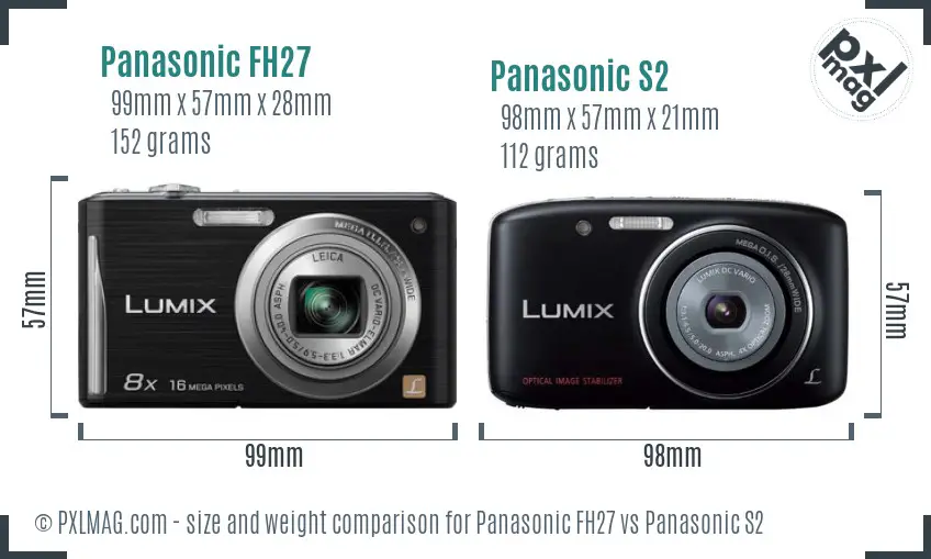 Panasonic FH27 vs Panasonic S2 size comparison