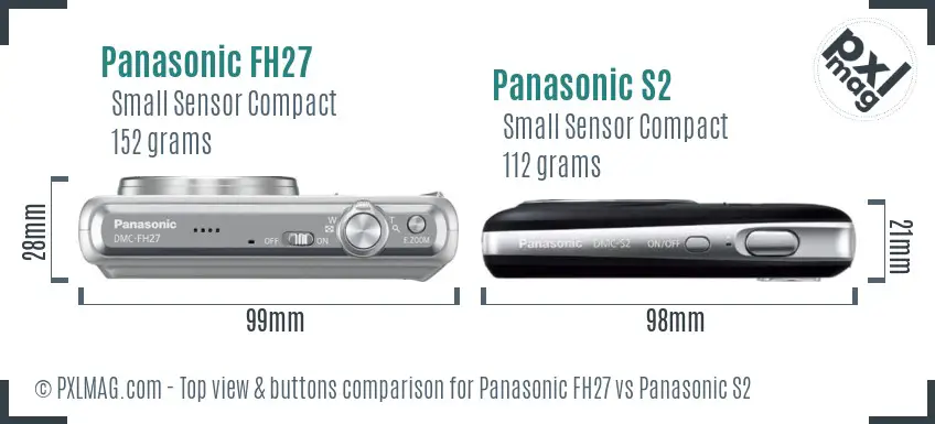 Panasonic FH27 vs Panasonic S2 top view buttons comparison