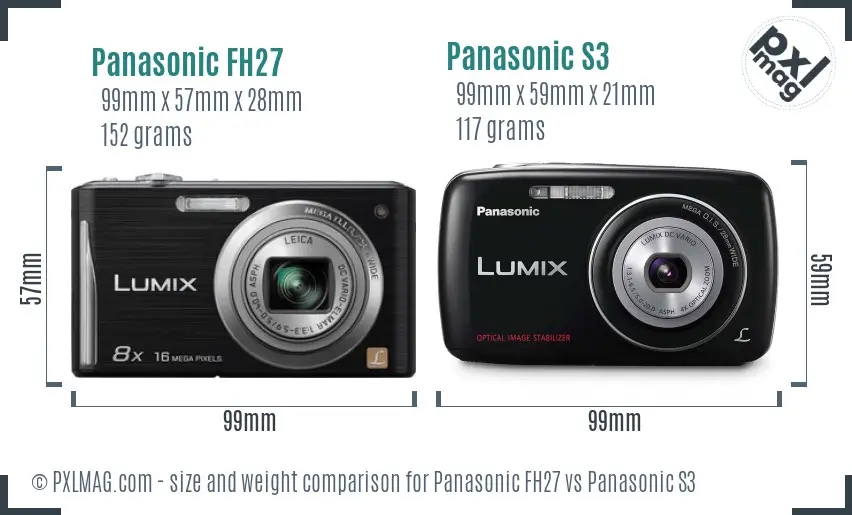 Panasonic FH27 vs Panasonic S3 size comparison Panasonic FH27 vs Panasonic S3 size comparison