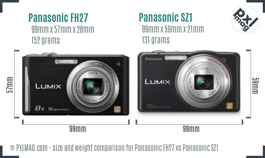 Panasonic FH27 vs Panasonic SZ1 size comparison