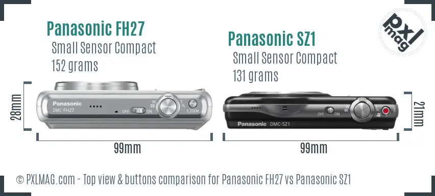 Panasonic FH27 vs Panasonic SZ1 top view buttons comparison