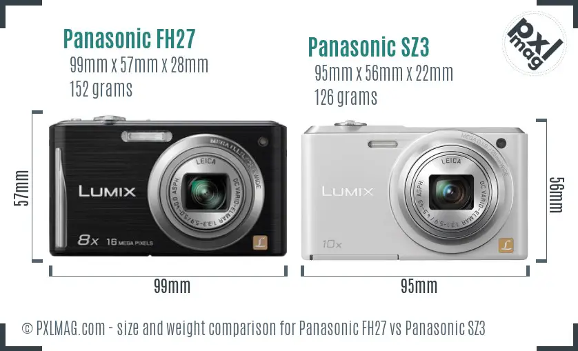 Panasonic FH27 vs Panasonic SZ3 size comparison