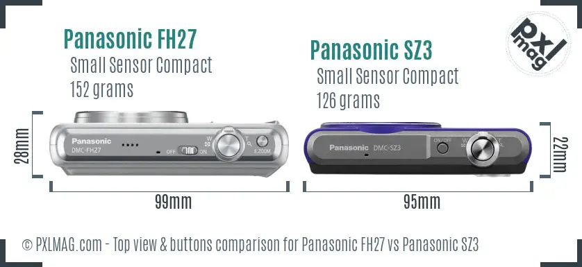 Panasonic FH27 vs Panasonic SZ3 top view buttons comparison