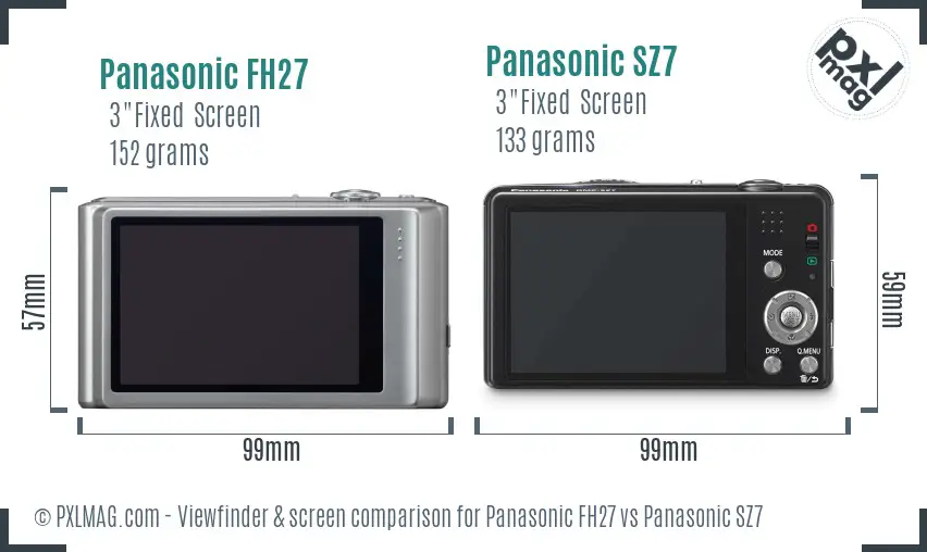 Panasonic FH27 vs Panasonic SZ7 Screen and Viewfinder comparison Panasonic FH27 vs Panasonic SZ7 Screen and Viewfinder comparison