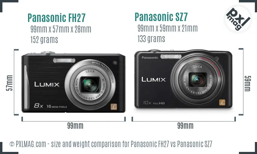 Panasonic FH27 vs Panasonic SZ7 size comparison Panasonic FH27 vs Panasonic SZ7 size comparison
