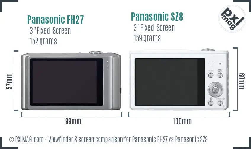 Panasonic FH27 vs Panasonic SZ8 Screen and Viewfinder comparison