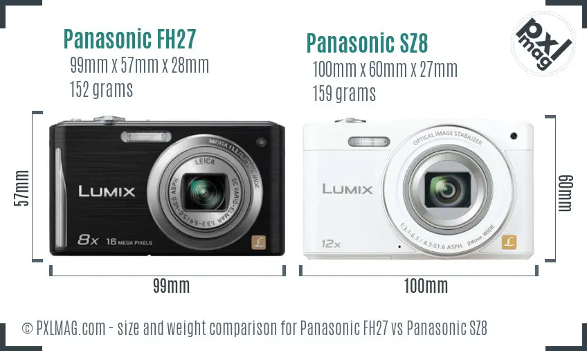 Panasonic FH27 vs Panasonic SZ8 size comparison