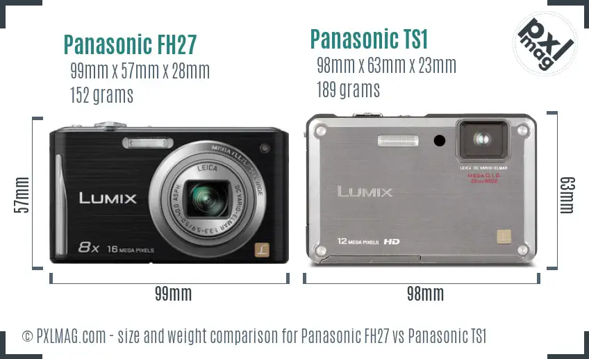 Panasonic FH27 vs Panasonic TS1 size comparison