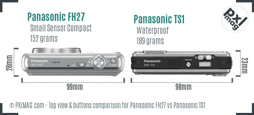 Panasonic FH27 vs Panasonic TS1 top view buttons comparison