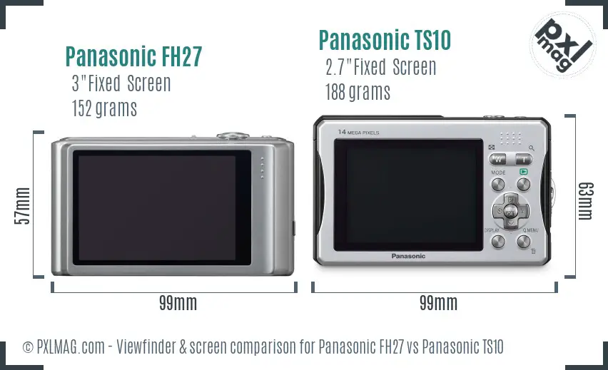 Panasonic FH27 vs Panasonic TS10 Screen and Viewfinder comparison