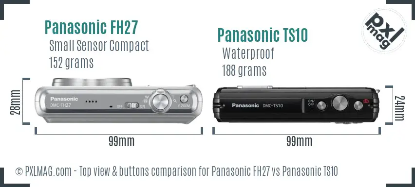 Panasonic FH27 vs Panasonic TS10 top view buttons comparison