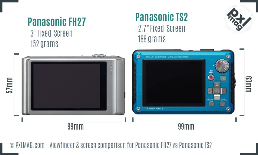 Panasonic FH27 vs Panasonic TS2 Screen and Viewfinder comparison