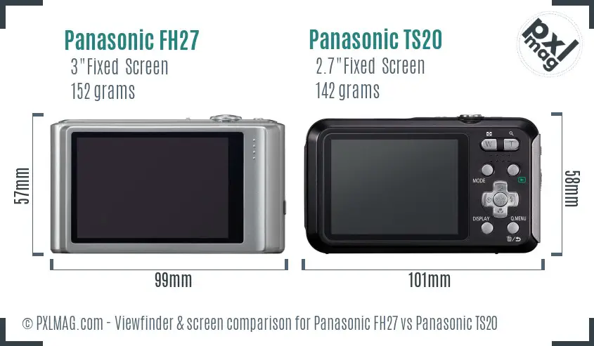 Panasonic FH27 vs Panasonic TS20 Screen and Viewfinder comparison