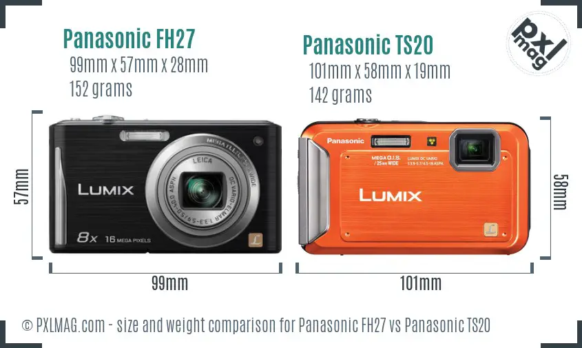 Panasonic FH27 vs Panasonic TS20 size comparison