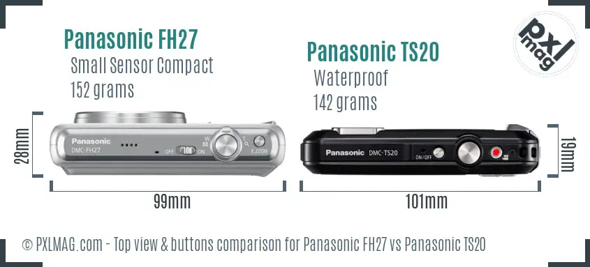Panasonic FH27 vs Panasonic TS20 top view buttons comparison