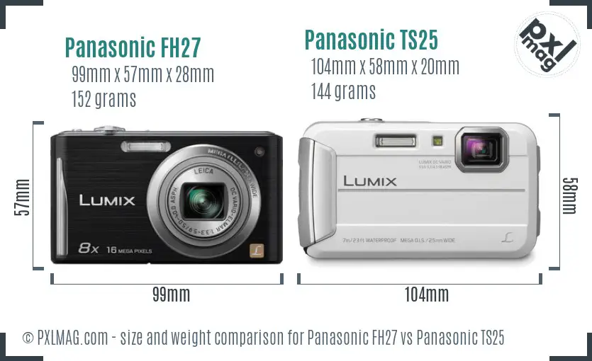 Panasonic FH27 vs Panasonic TS25 size comparison