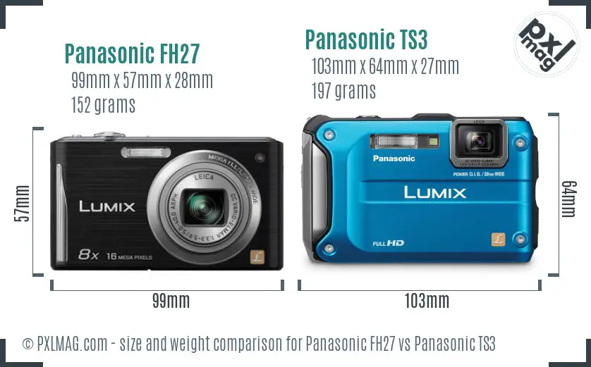 Panasonic FH27 vs Panasonic TS3 size comparison Panasonic FH27 vs Panasonic TS3 size comparison
