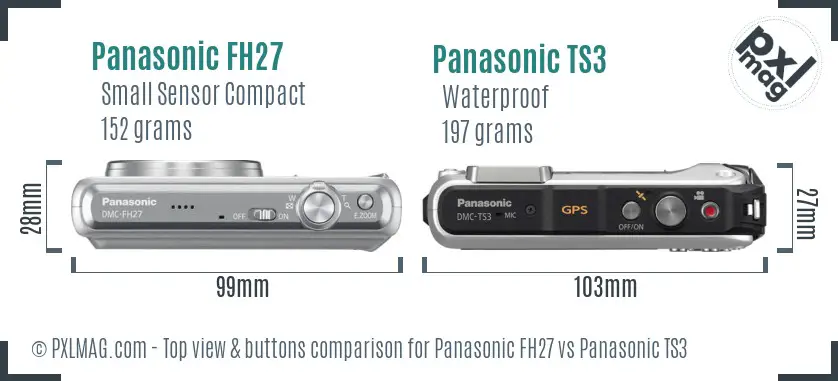 Panasonic FH27 vs Panasonic TS3 top view buttons comparison