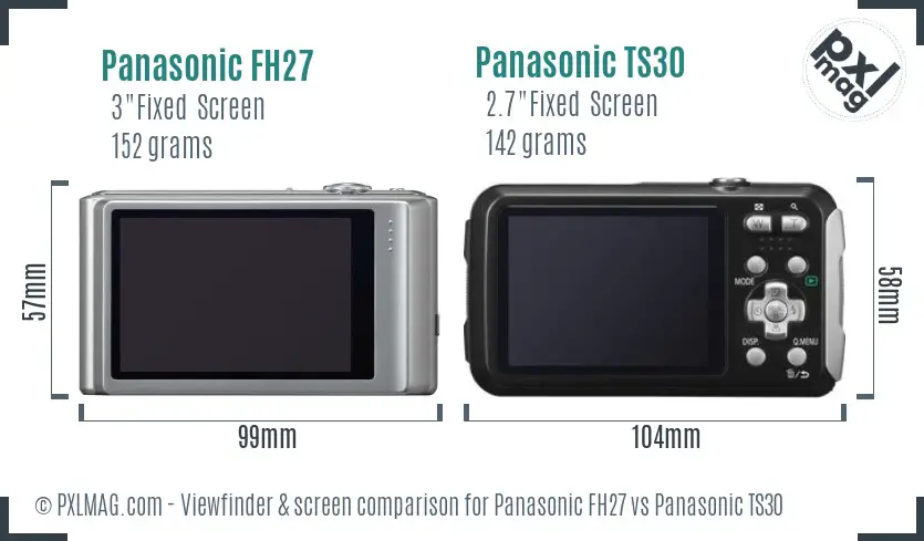 Panasonic FH27 vs Panasonic TS30 Screen and Viewfinder comparison